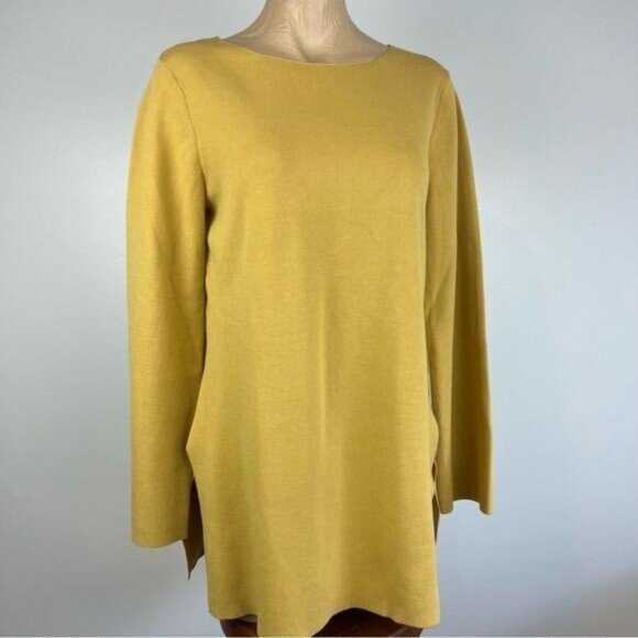 Contemporaine by Simons mustard yellow light knit pullover scoop neck Sweater L - Picture 1 of 13